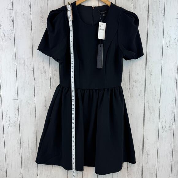 NWT Black Halo Black Crepe Chadwick Mini Dress Short Sleeve Round Neck Size 6 - Picture 11 of 16
